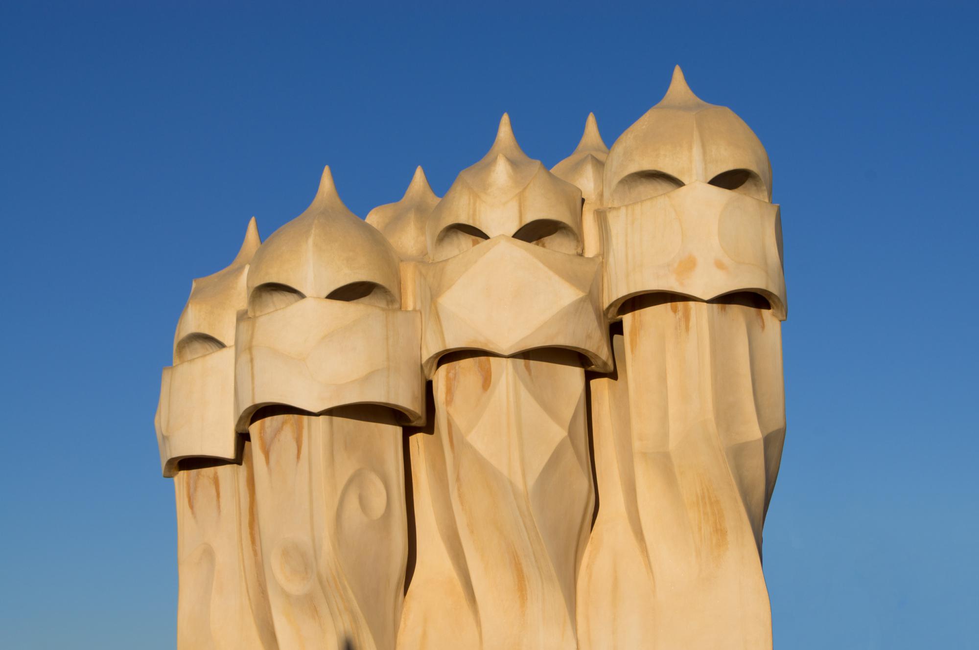 Chimneys on the roof of Casa Milà (La Pedrera) in Barcelona