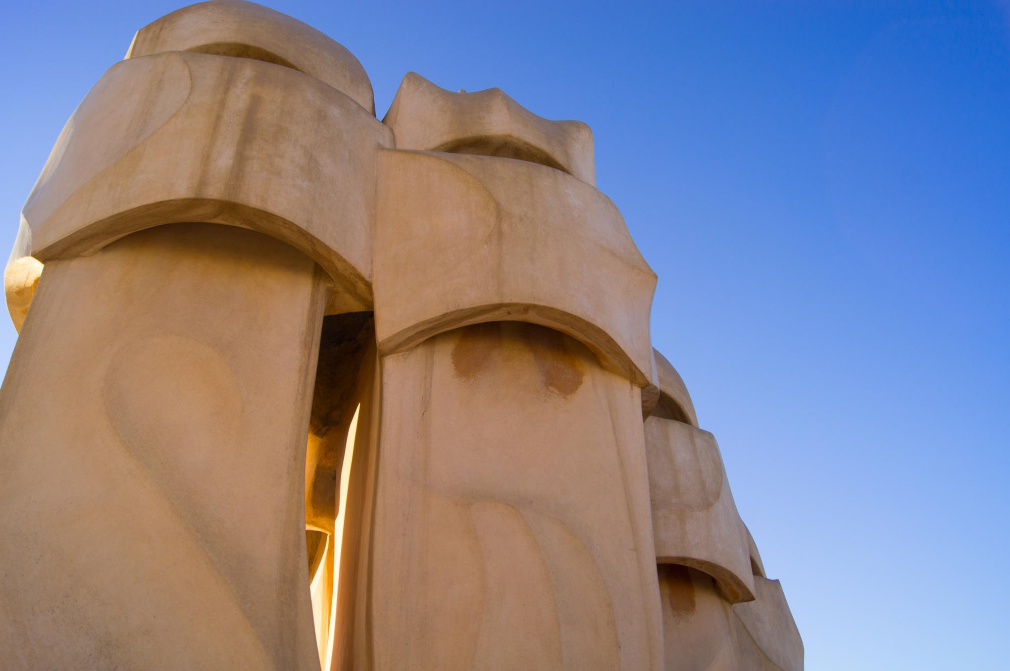 Chimneys on the roof of Casa Milà (La Pedrera) in Barcelona