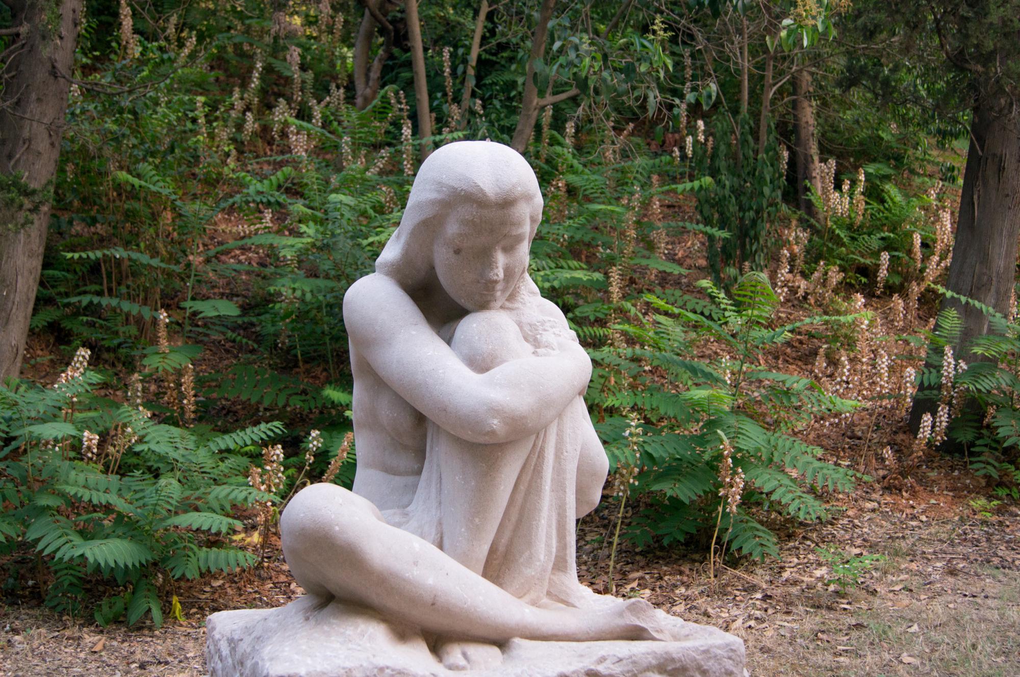 Sculpture of a girl in a park on Montjuïc in Barcelona