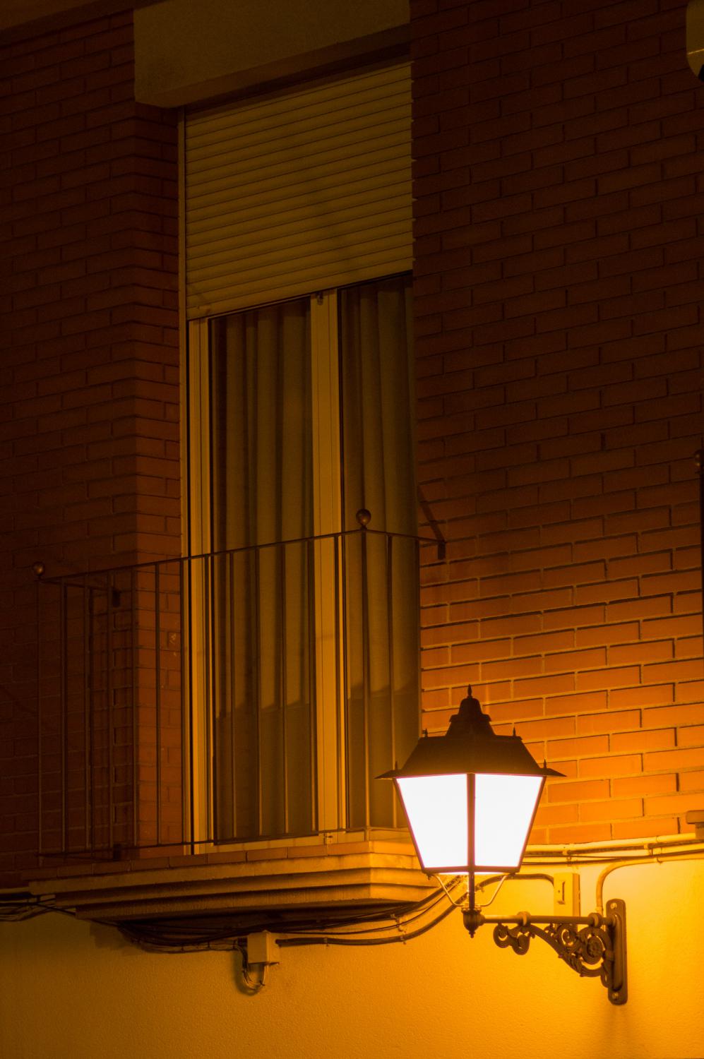 Balcony and a lantern in El Coll, Barcelona