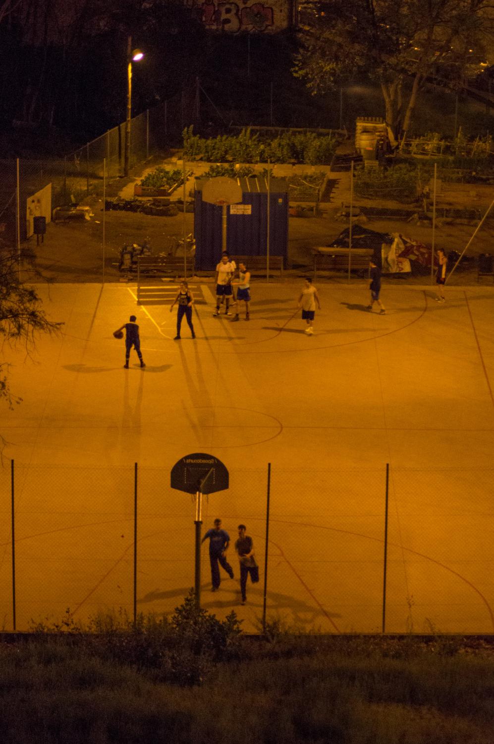 People playing basketball in Barcelona