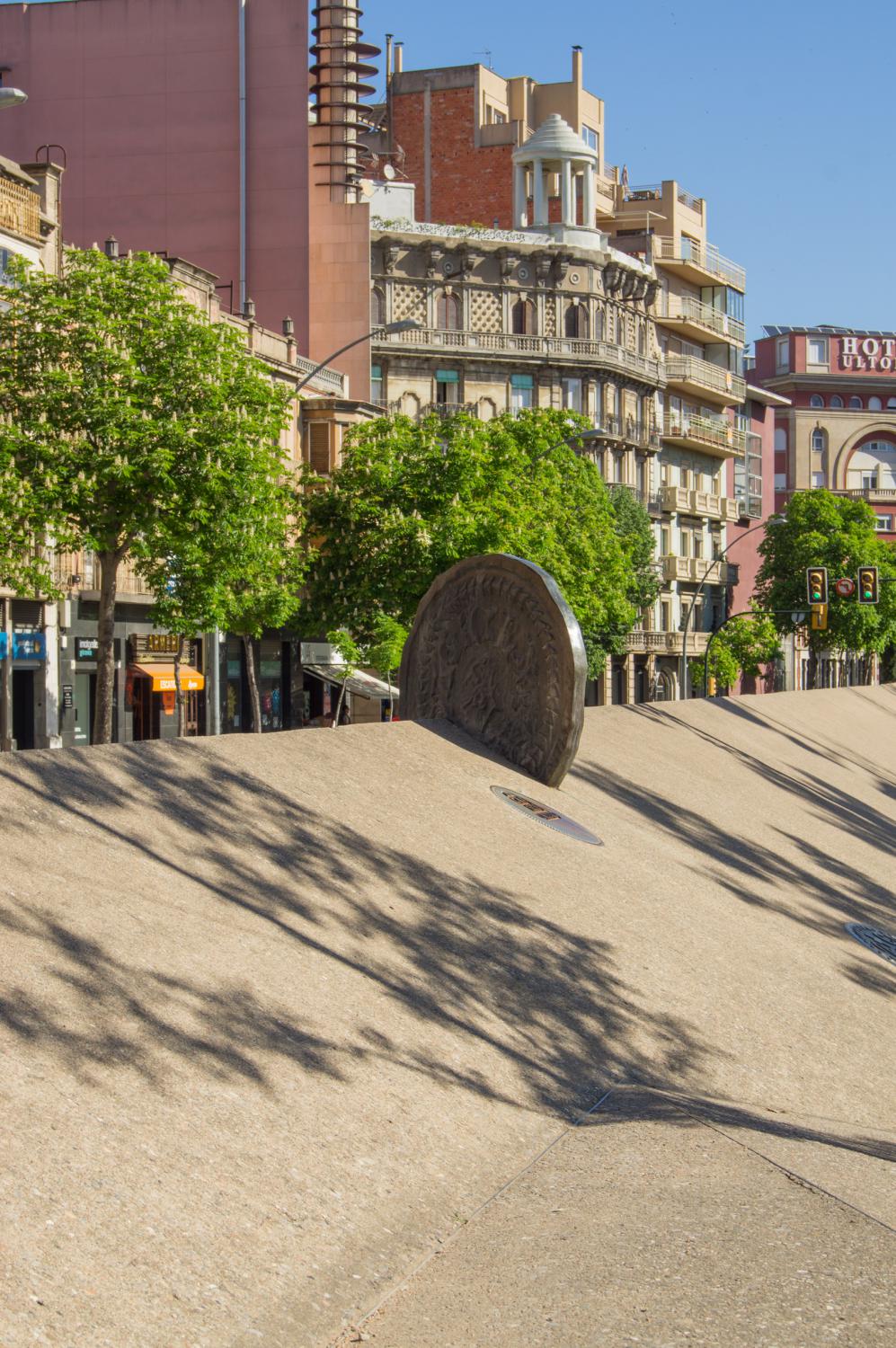 Monument to the coin on Plaça de la Constitució, Girona