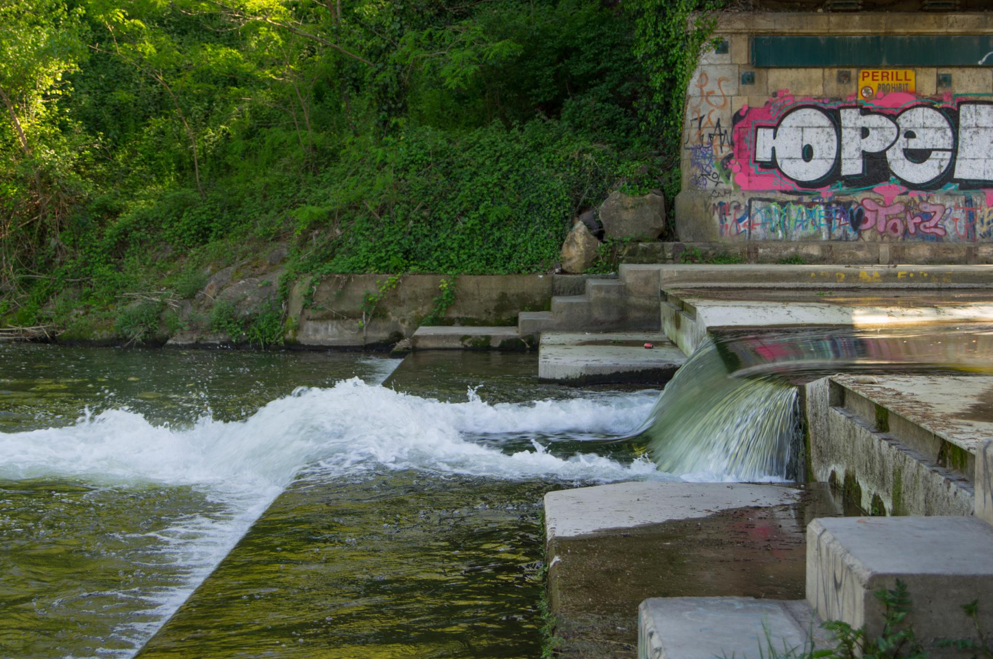 Small waterfall on the river Ter in Girona