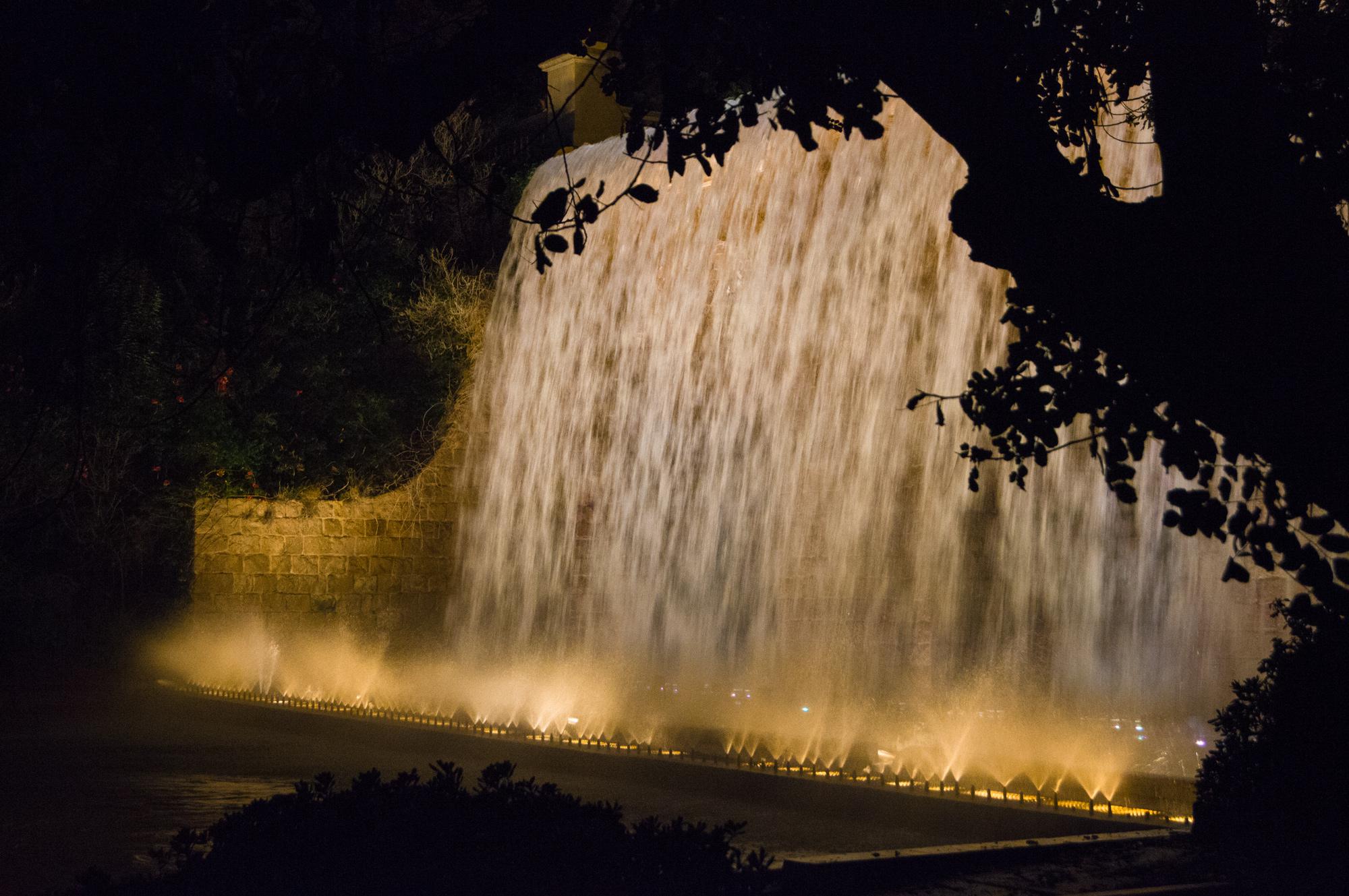 Part of the water cascade near the National Museum of Art of Catalonia on Montjuïc in Barcelona