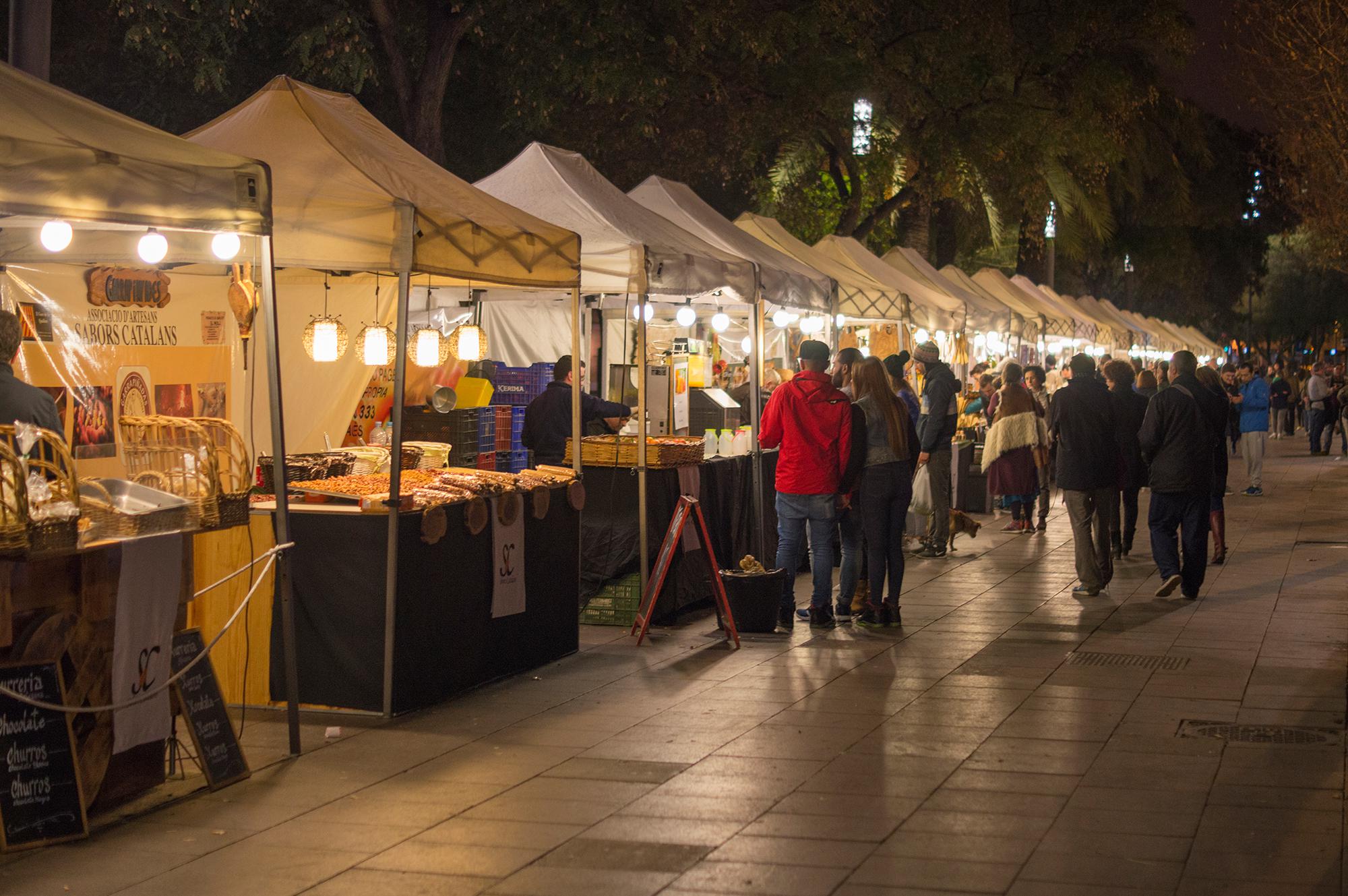 Fair on the waterfront near the Passeig de Joan de Borbó in Barcelona