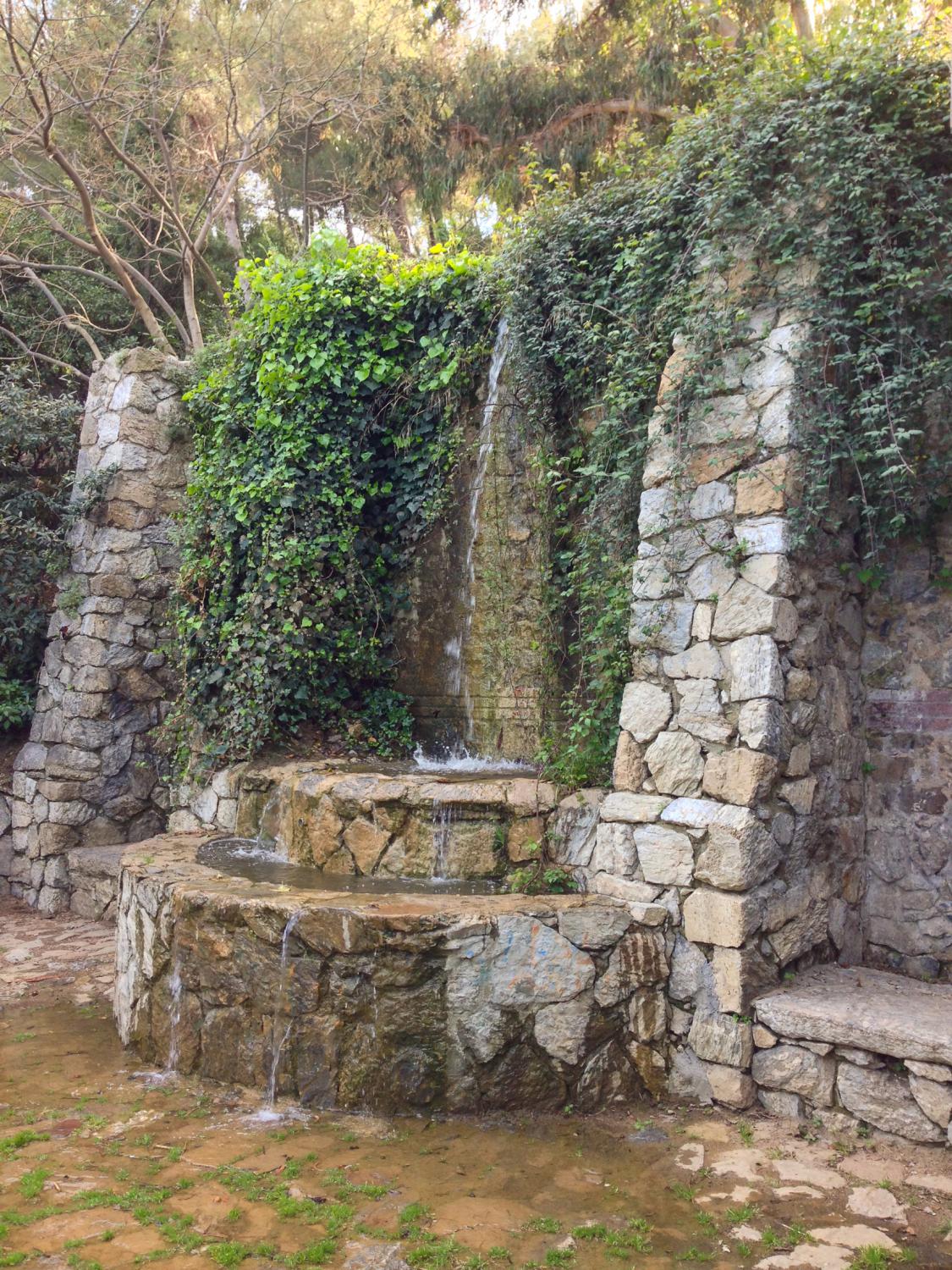 Quaint fountain in Parc del Guinardó in Barcelona 